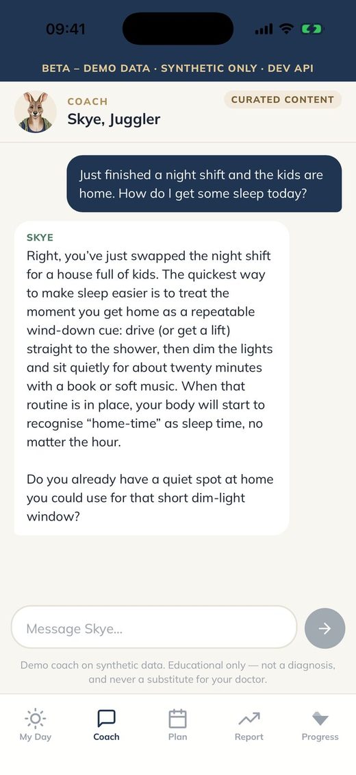 AnaVitalis coach: Skye answers how to sleep after a night shift with the kids at home